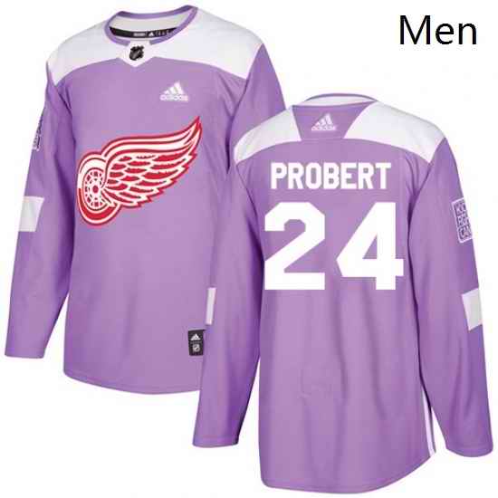 Mens Adidas Detroit Red Wings 24 Bob Probert Authentic Purple Fights Cancer Practice NHL Jersey